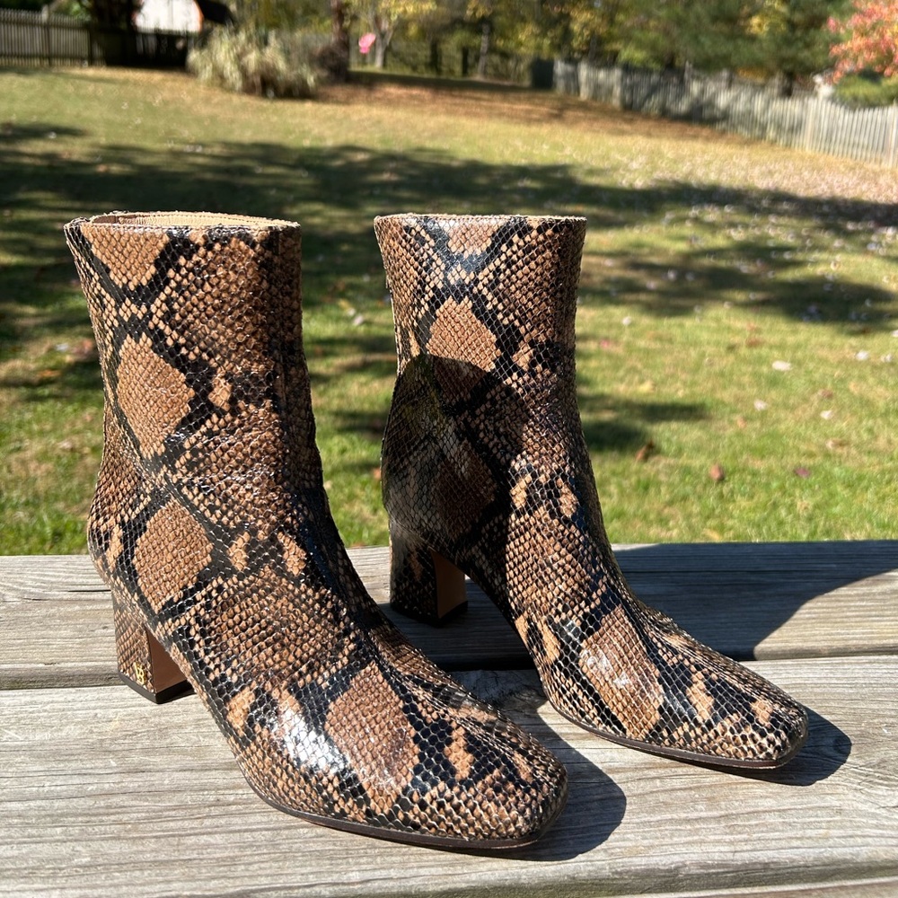 Veronica Beard Brown Python Snakeskin Leather Squ… - image 12